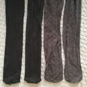 NWOT Bundle 2 Pair Grey Chevron Pattern Tights